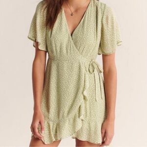 Abercrombie & Fitch Olive Patterned Midi Dress